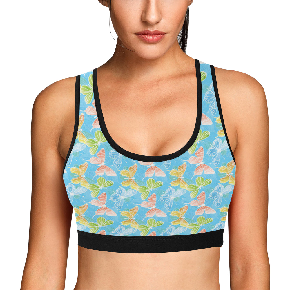 Butterfly Pattern Print Design 05 Sports Bra