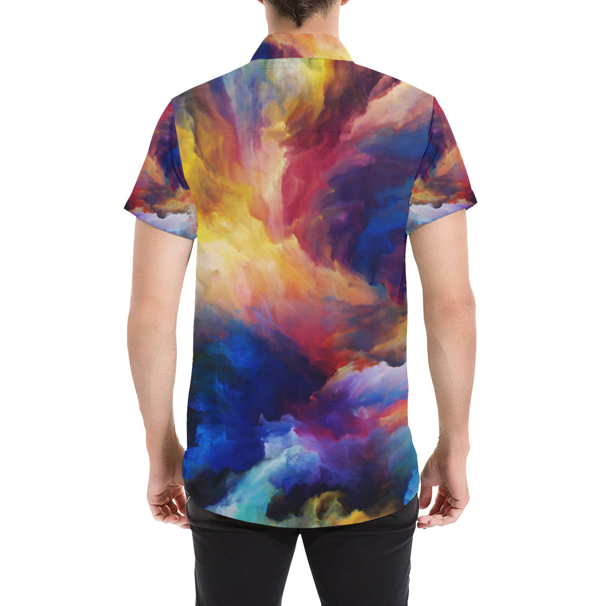 Vortex Twist Swirl Water Color Design Men's Short Sleeve Button Up Shirt