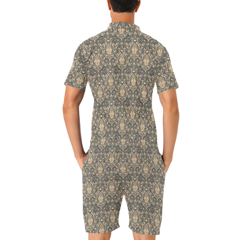 Damask Elegant Luxury Print Pattern Men's Romper