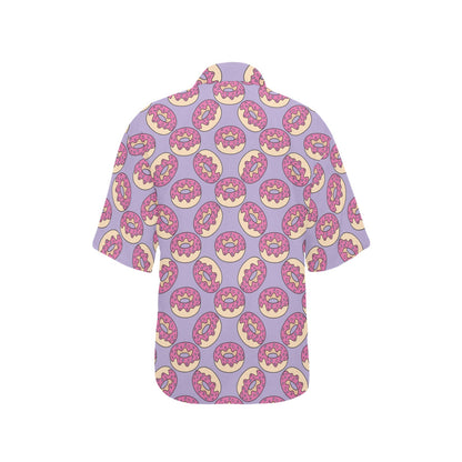 Donut Pattern Print Design DN015 Women's Hawaiian Shirt