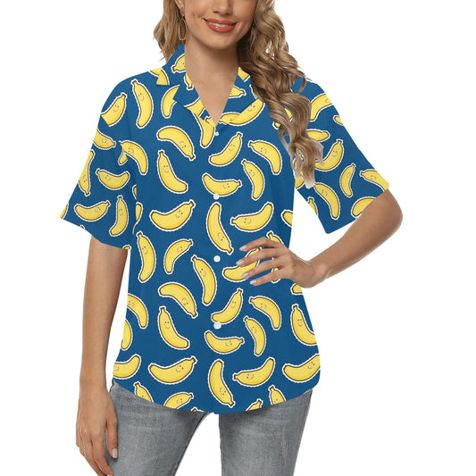 Banana Pattern Print Design BA03 Women's Hawaiian Shirt