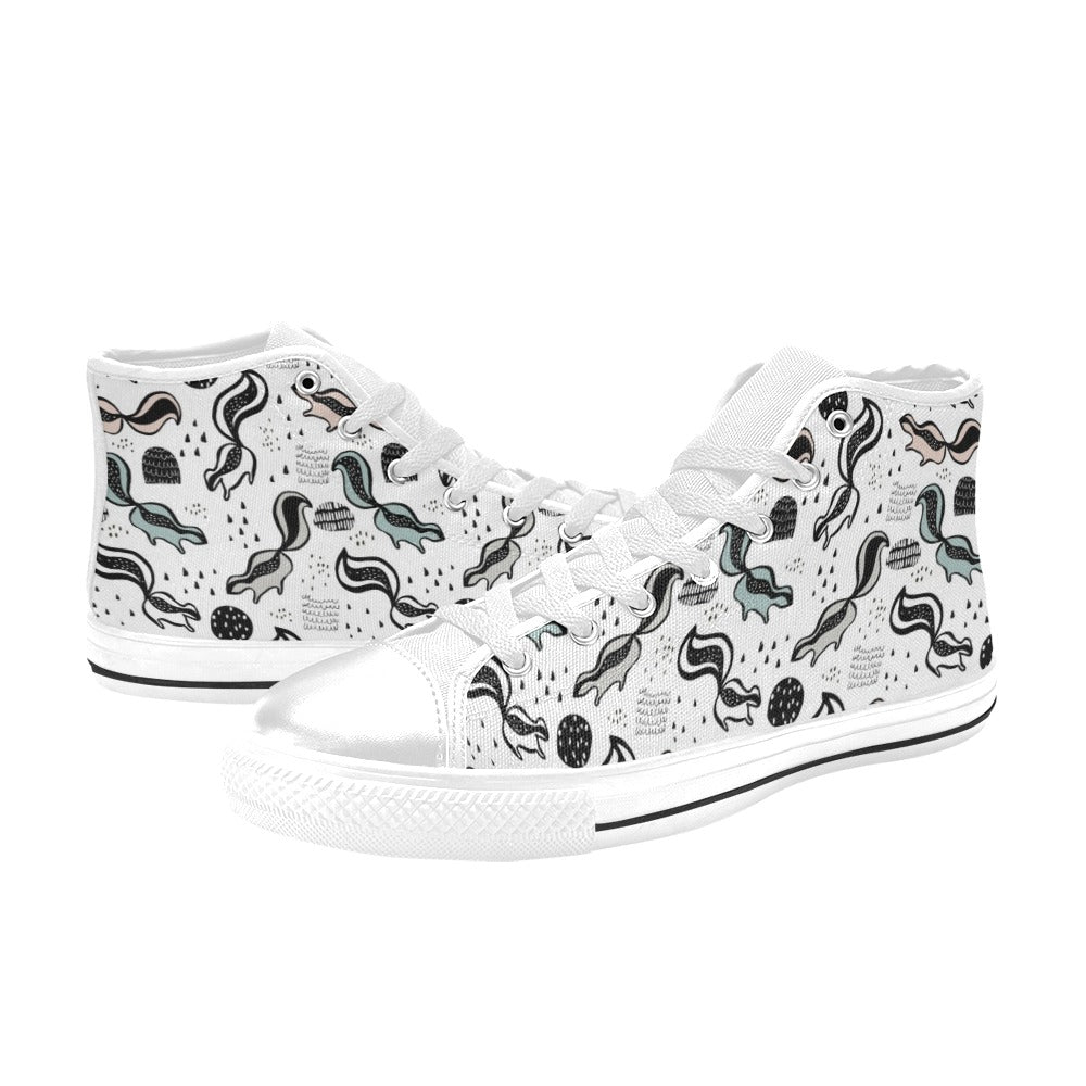 Skunk Print Design LKS303 High Top Women's White Shoes