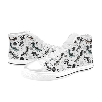 Skunk Print Design LKS303 High Top Women's White Shoes