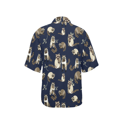Raccoon Pattern Print Design A06 Women's Hawaiian Shirt