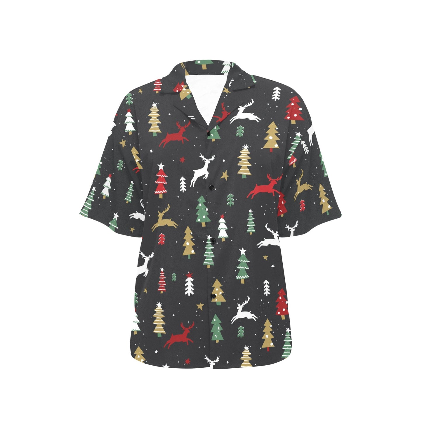 Christmas Tree Deer Style Pattern Print Design 03 Women's Hawaiian Shirt