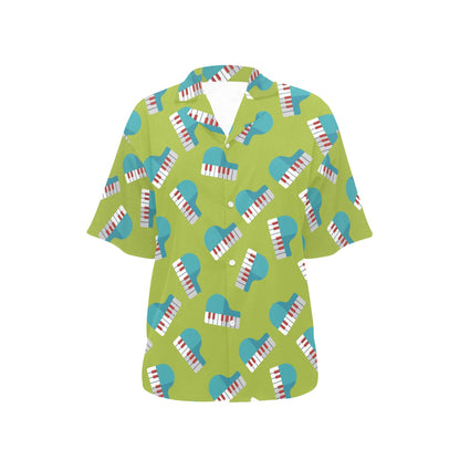 Piano Pattern Print Design 03 Women's Hawaiian Shirt