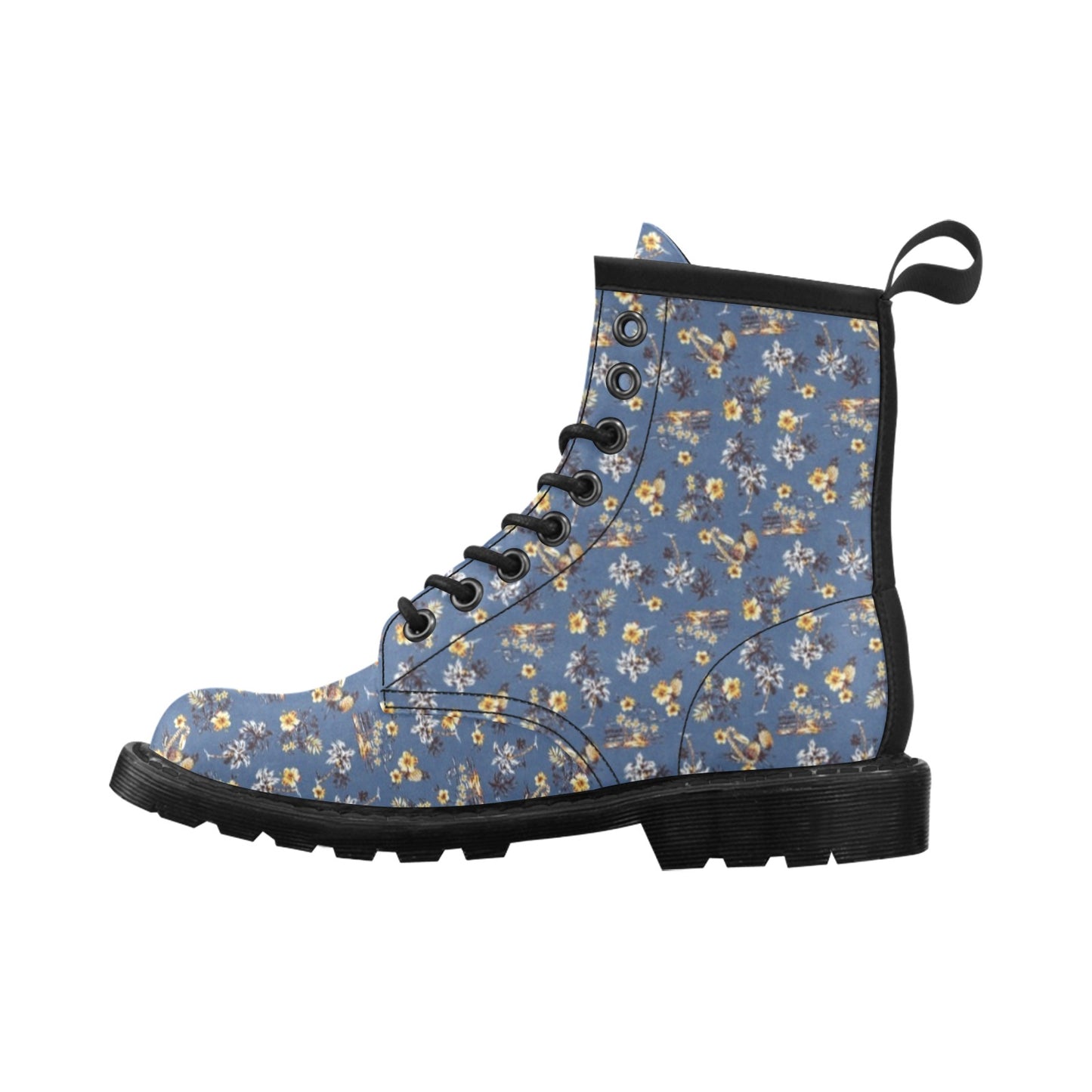 Hawaiian Flower Blue Print Women's Boots