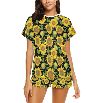 Sunflower Print Design LKS302 Women's Short Pajama Set
