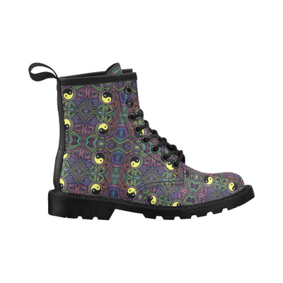 Yin Yang Neon Color Design Print Women's Boots