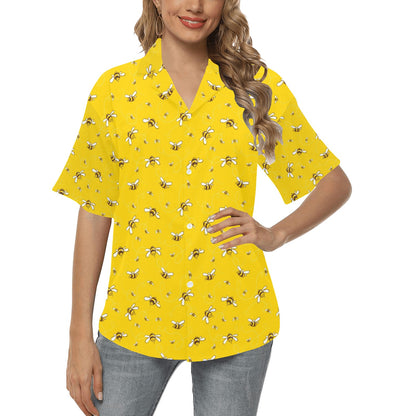 Bee Pattern Print Design 05 Women's Hawaiian Shirt