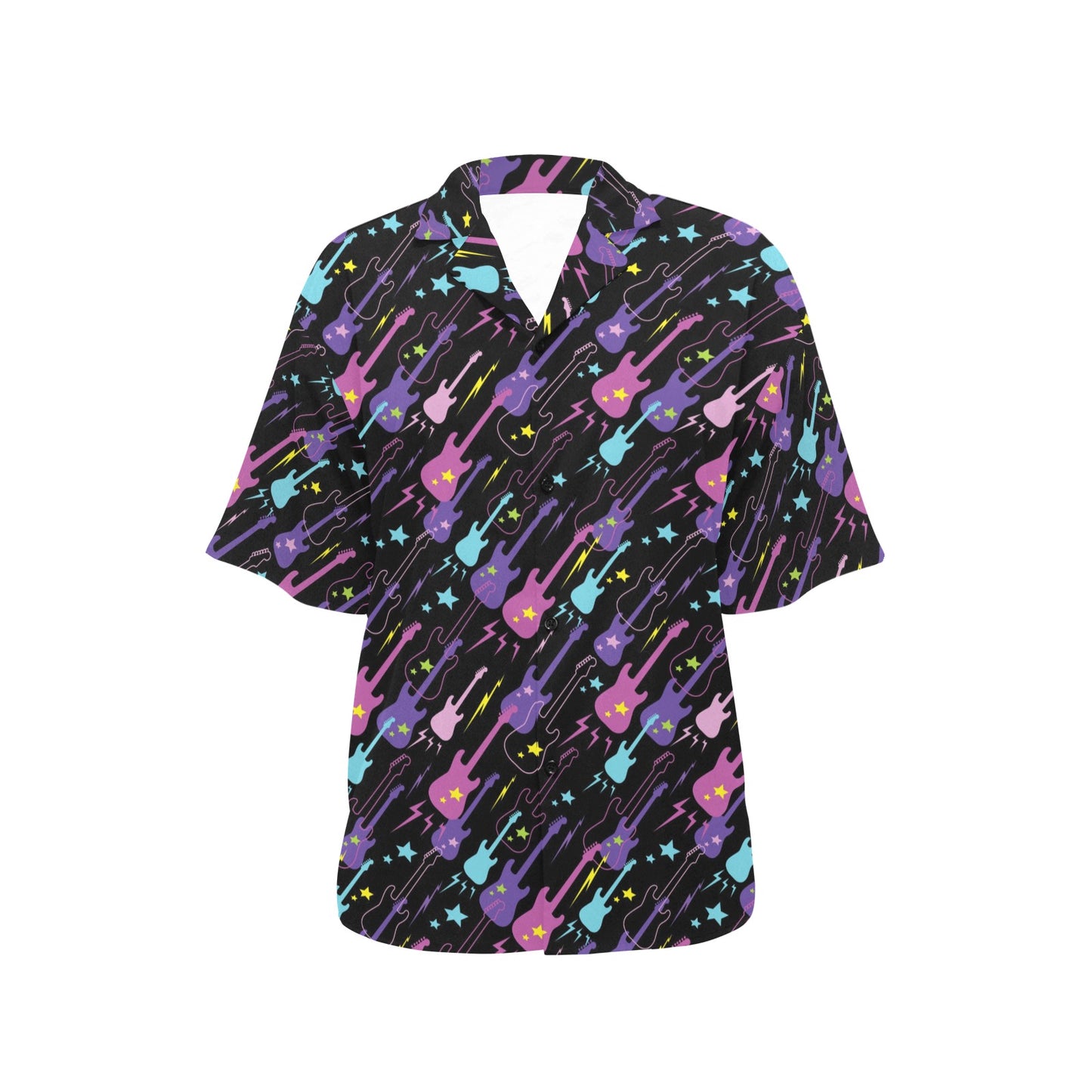 Electric Guitar Pattern Print Design 02 Women's Hawaiian Shirt