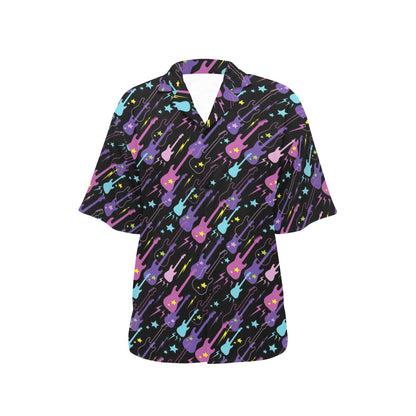 Electric Guitar Pattern Print Design 02 Women's Hawaiian Shirt