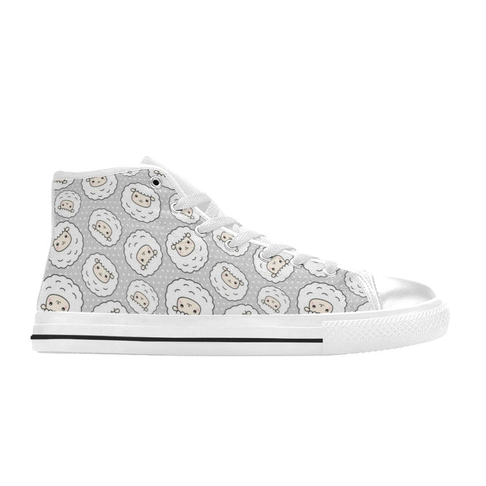 Sheep Print Design LKS401 High Top Women's White Shoes
