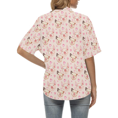 Pig Print Design LKS406 Women's Hawaiian Shirt