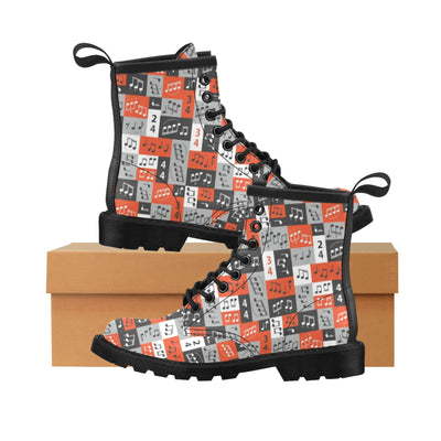 Music Note Design Themed Print Women's Boots