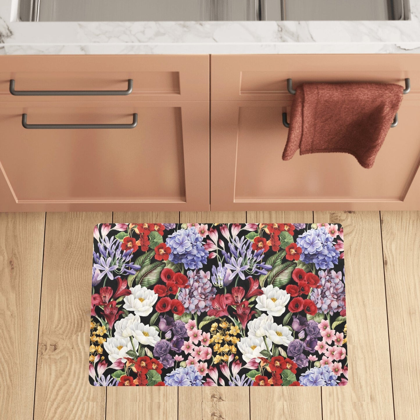 Summer Floral Pattern Print Design SF04 Kitchen Mat