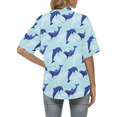 Dolphin Heart Pattern Women's Hawaiian Shirt