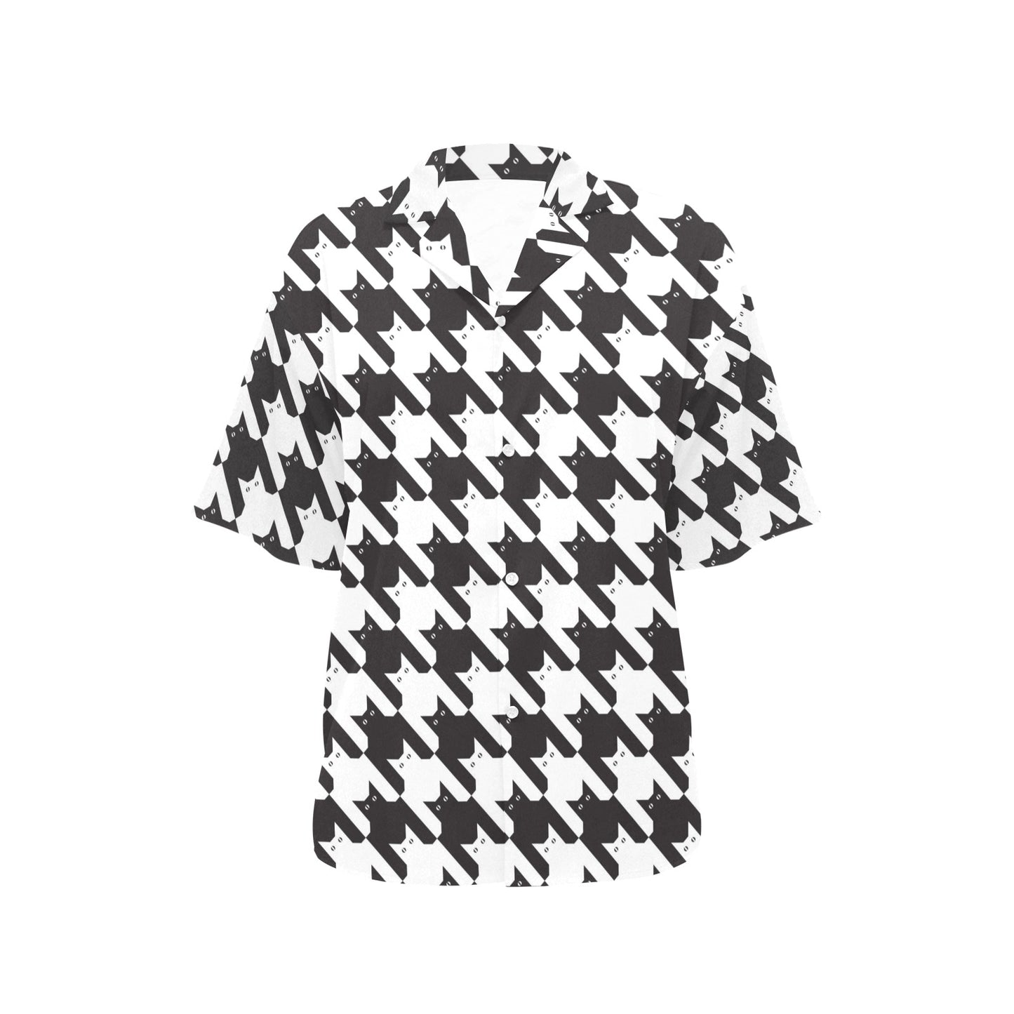 Cat HoundstoothPattern Print Design 01 Women's Hawaiian Shirt