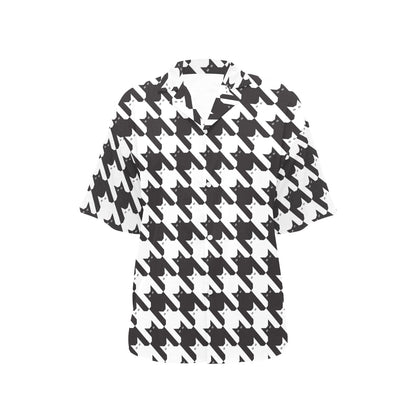 Cat HoundstoothPattern Print Design 01 Women's Hawaiian Shirt