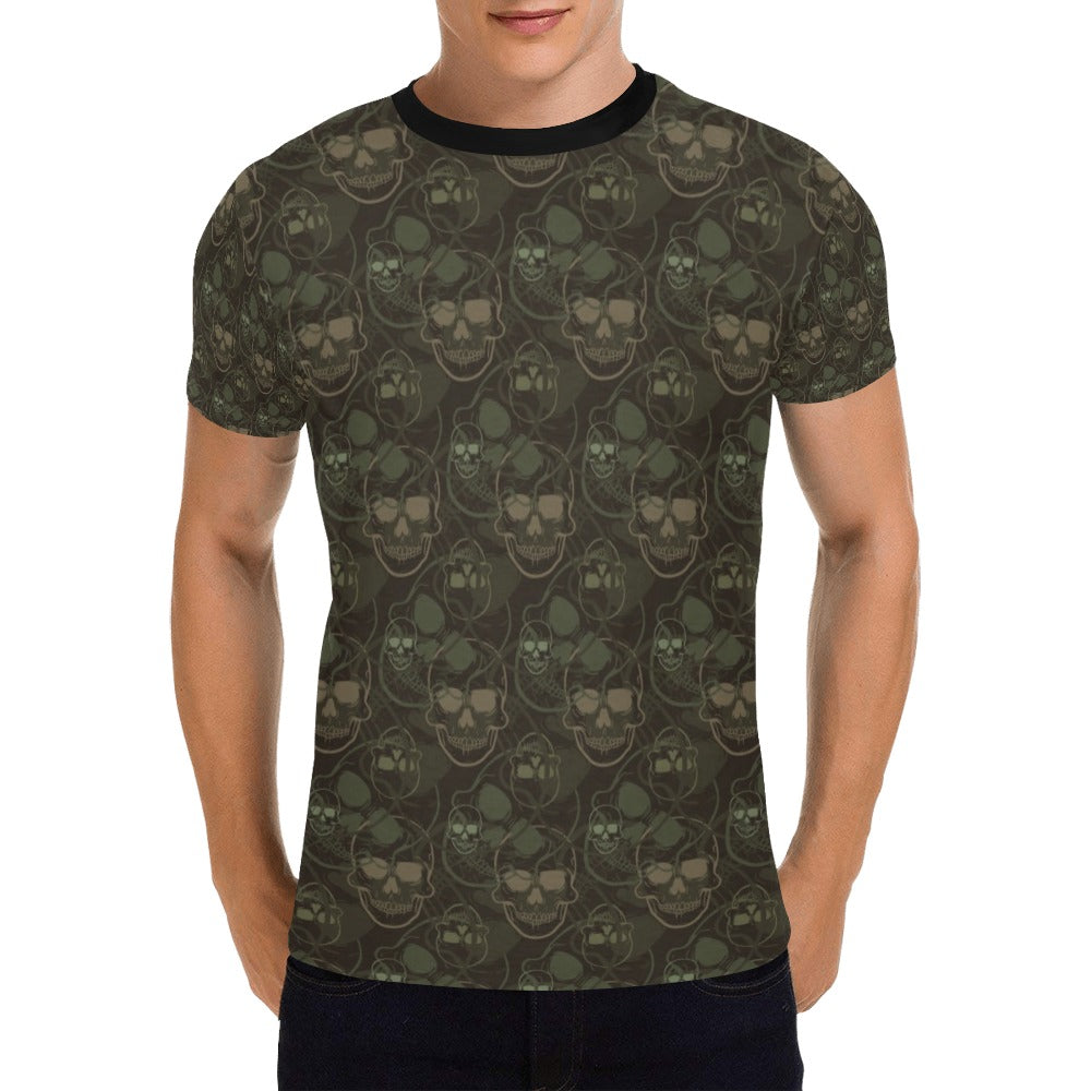 Skull Camo Style Print Design LKS308 Men's All Over Print T-shirt