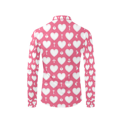Heart Key Pattern Print Design HE09 Men's Long Sleeve Shirt