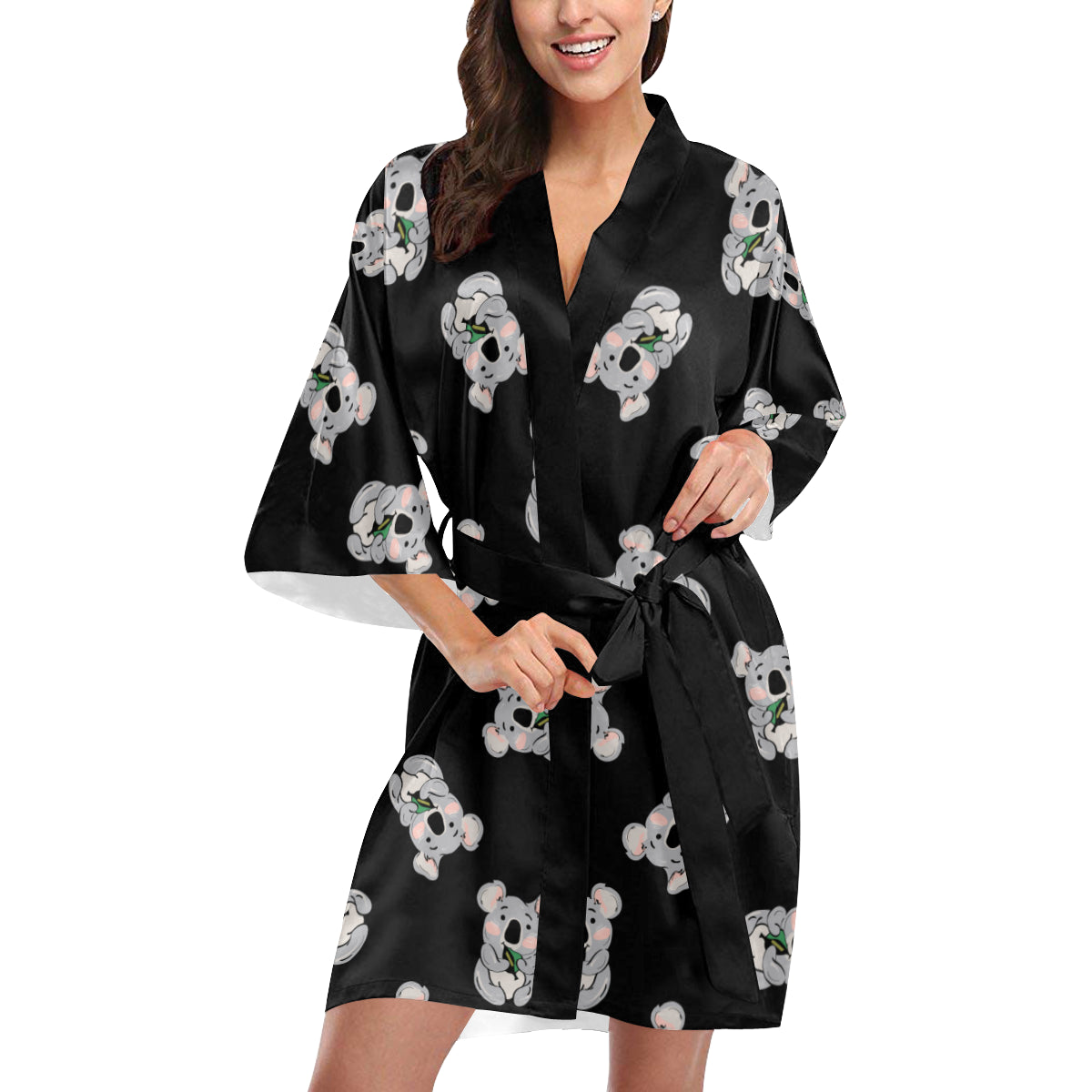 Koala Pattern Print Design 05 Women's Short Kimono
