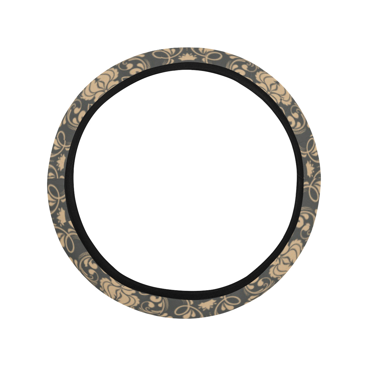 Damask Elegant Luxury Print Pattern Steering Wheel Cover with Elastic Edge