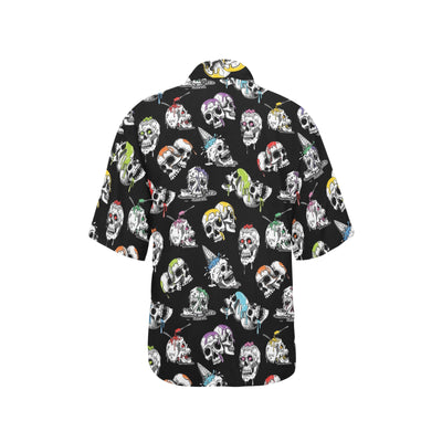 Skull Print Design LKS3013 Women's Hawaiian Shirt