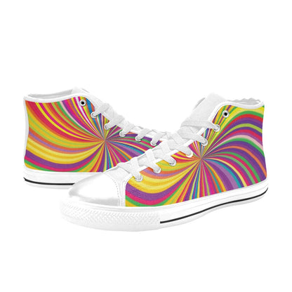 Vortex Print Design LKS301 High Top Women's White Shoes