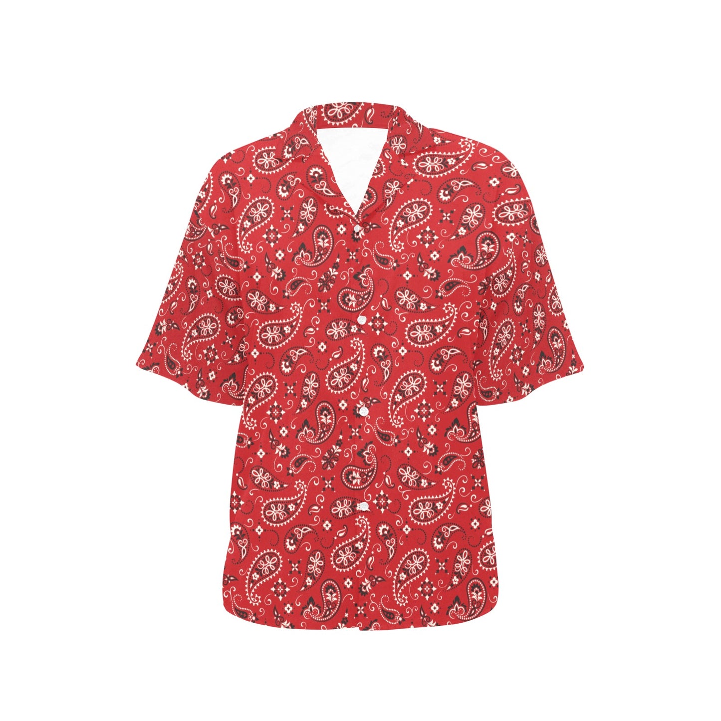 Bandana Paisley Red Print Design LKS3011 Women's Hawaiian Shirt