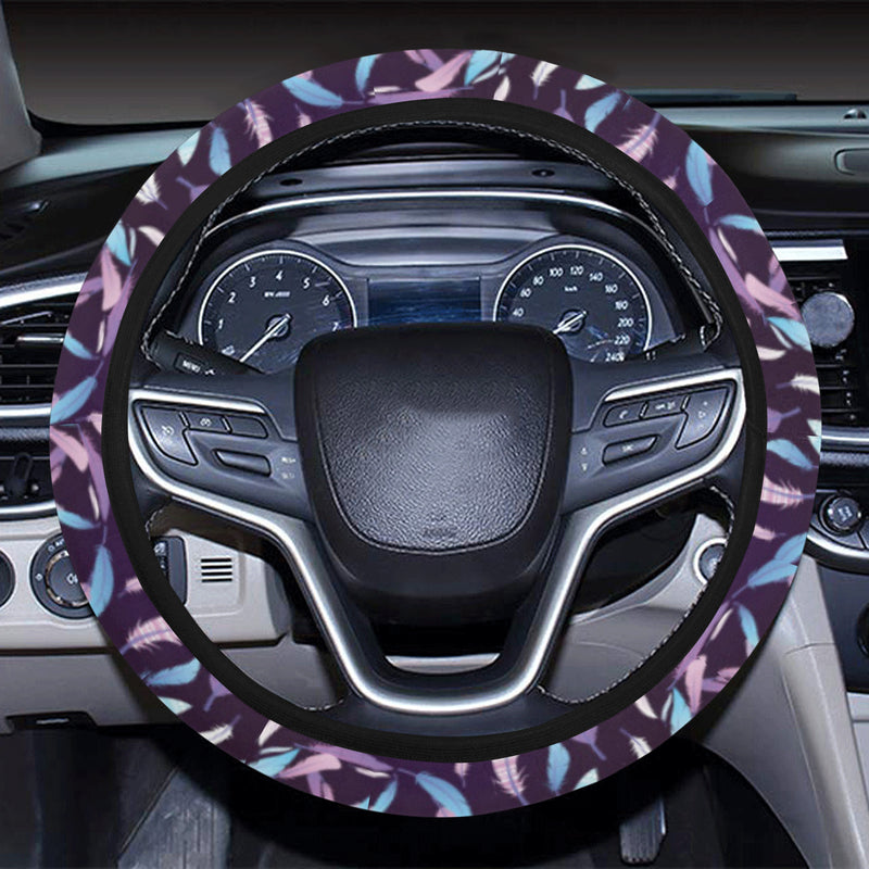 Peace Sign Feather Design Print Steering Wheel Cover with Elastic Edge