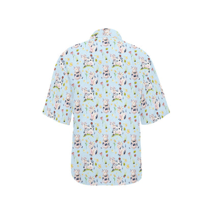 Cow Happy Pattern Print Design 05 Women's Hawaiian Shirt