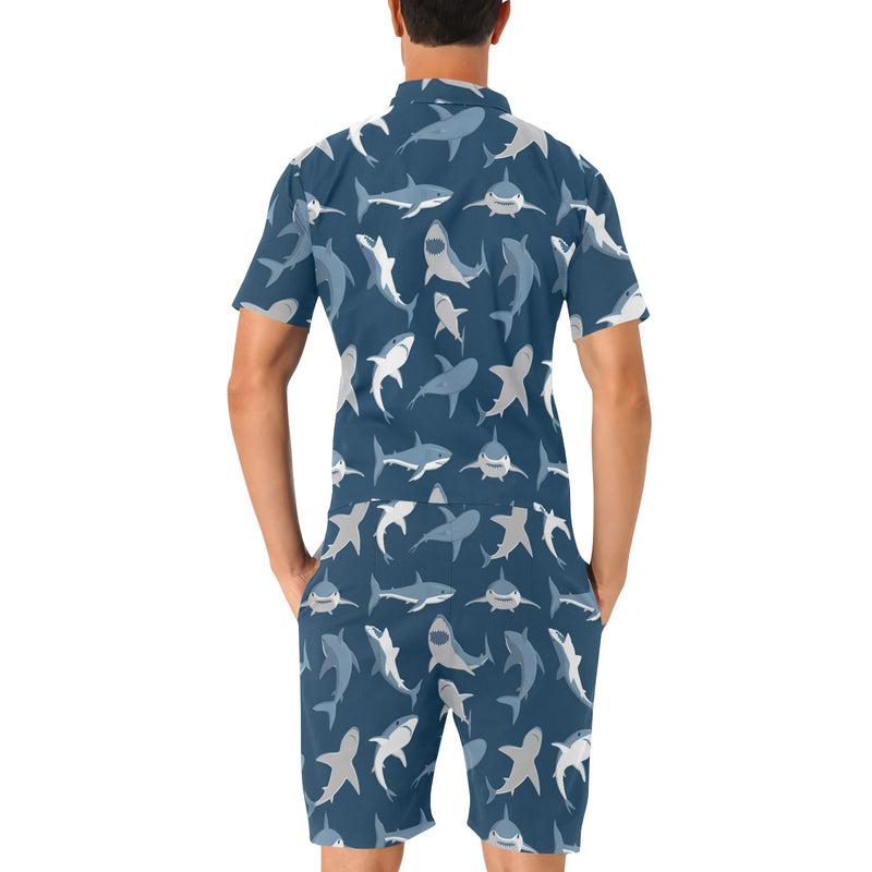 Shark Action Pattern Men's Romper