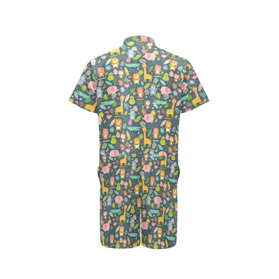 Safari Animal Cartoon Print Design LKS305 Men's Romper