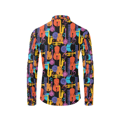 Jazz Pattern Print Design 03 Men's Long Sleeve Shirt