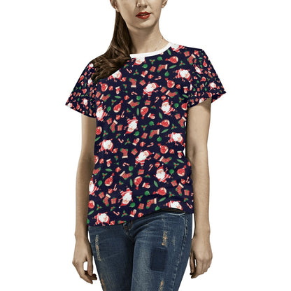 Santa Christmas Themed Print Design LKS304 Women's  T-shirt