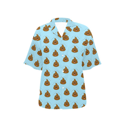 Poop Emoji Pattern Print Design A03 Women's Hawaiian Shirt