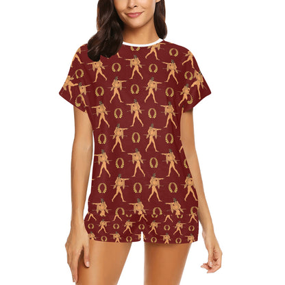 Ancient Greek Print Design LKS307 Women's Short Pajama Set