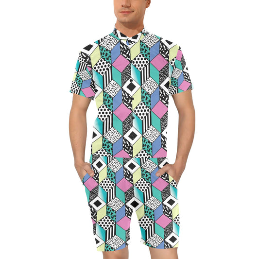 90s Pattern Print Design 3 Men's Romper