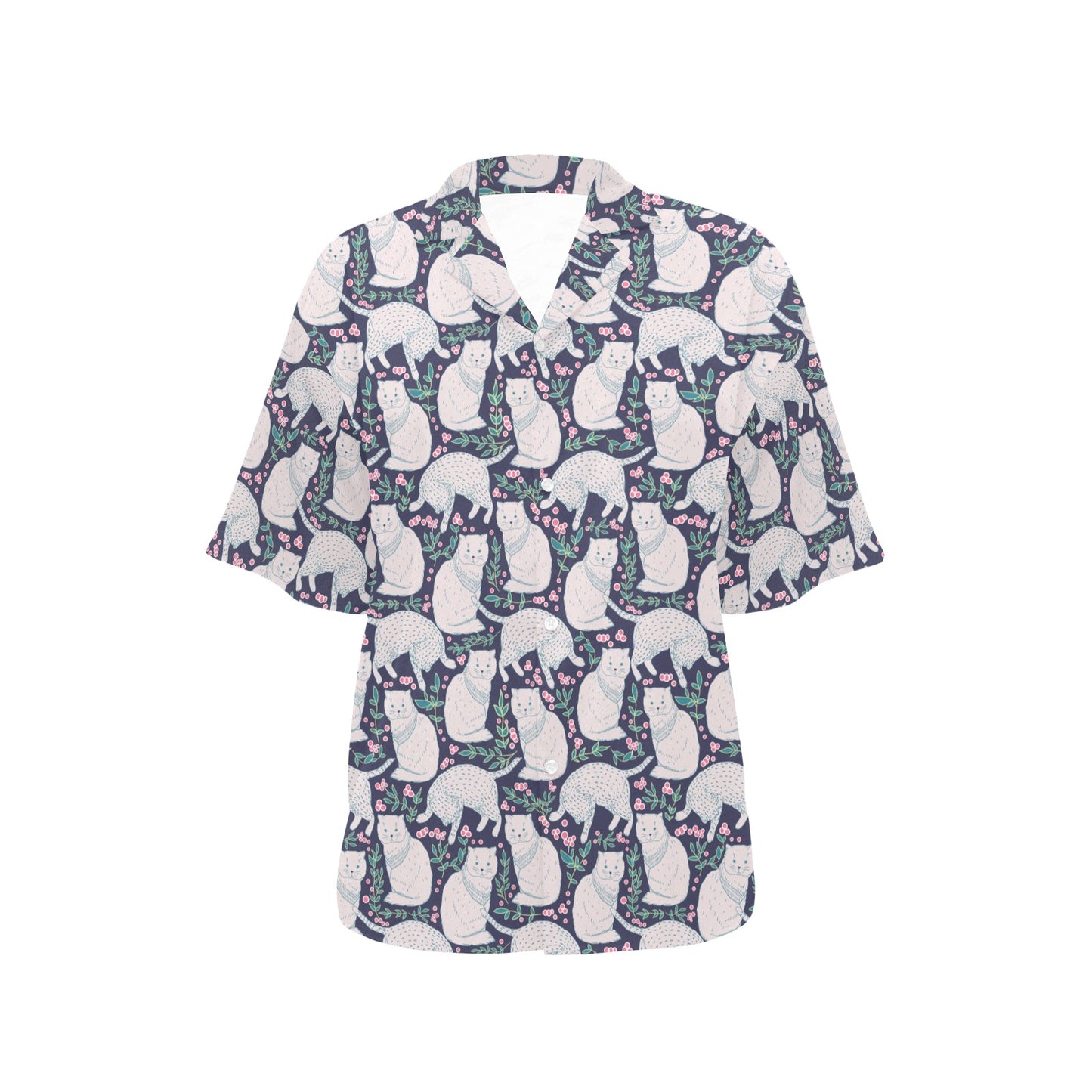 Cat Pattern Print Design 06 Women's Hawaiian Shirt