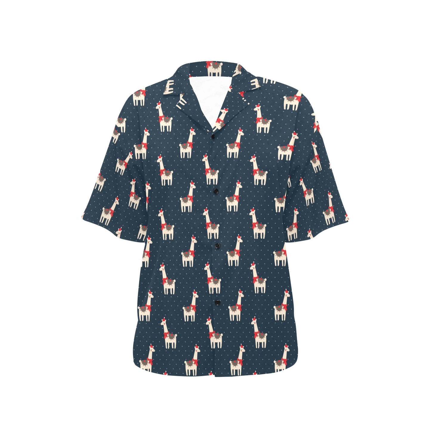 Llama with Polka Dot Themed Print Women's Hawaiian Shirt
