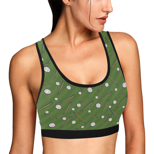 Baseball Pattern Print Design 02 Sports Bra