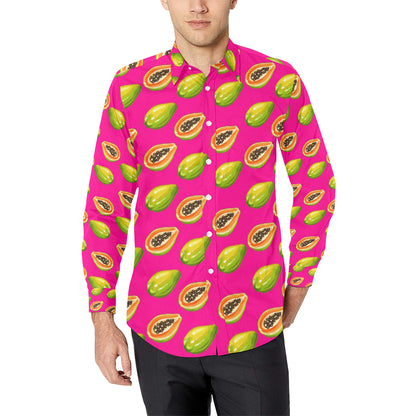 Papaya Pattern Print Design PP02 Men's Long Sleeve Shirt