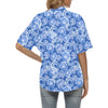 Tie Dye Blue Design Print Women's Hawaiian Shirt