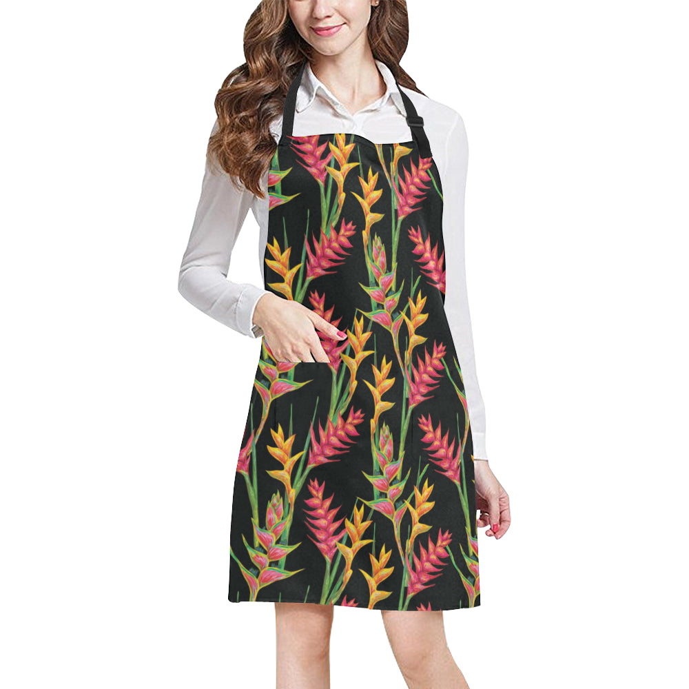 Heliconia Pattern Print Design HL01 Apron with Pocket