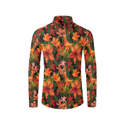 Amaryllis Pattern Print Design AL05 Men's Long Sleeve Shirt