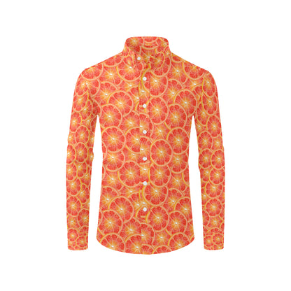 Grapefruit Pattern Print Design GF06 Men's Long Sleeve Shirt