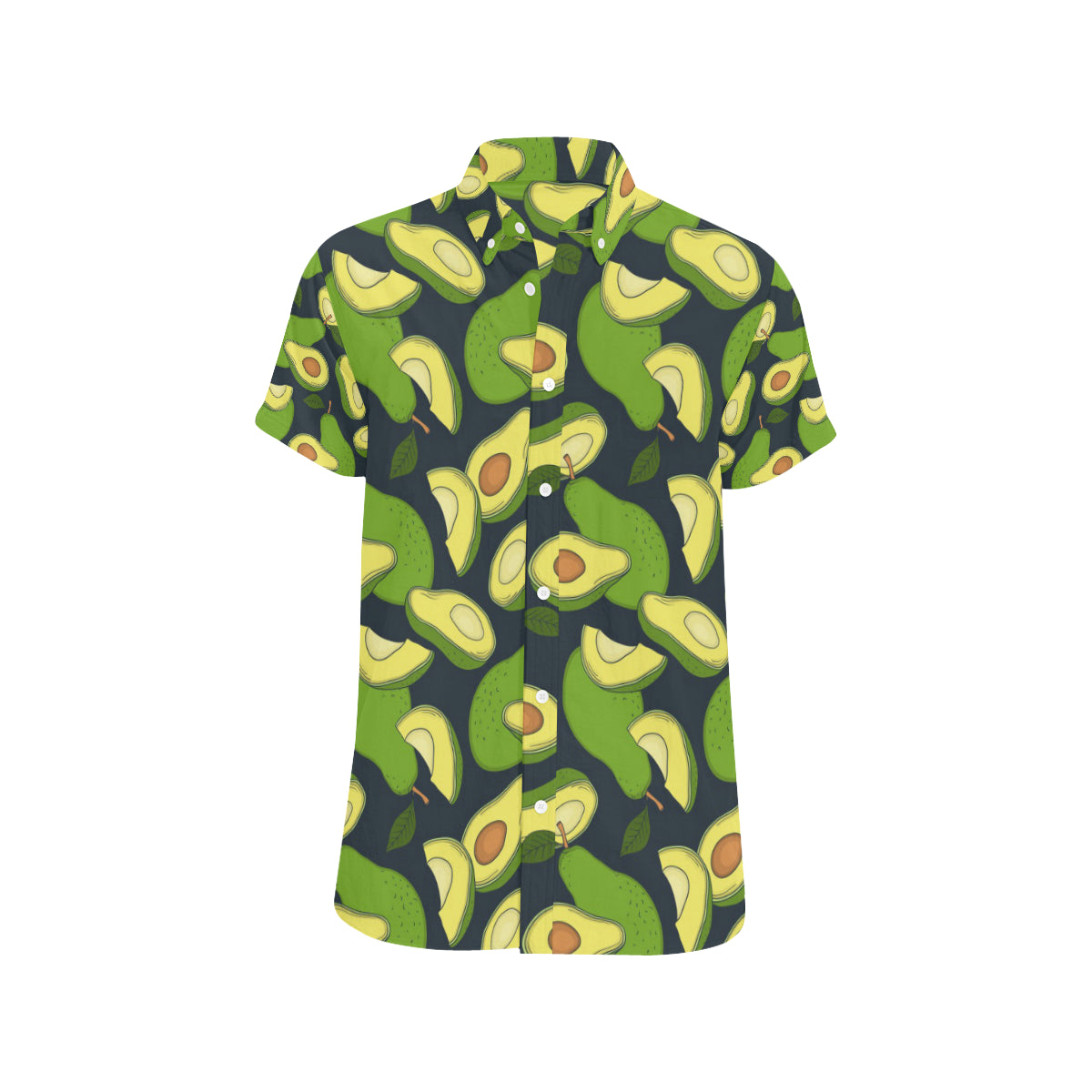 Avocado Pattern Print Design AC013 Men's Short Sleeve Button Up Shirt
