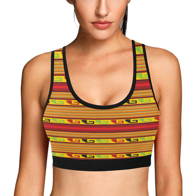 Mexican Blanket Ornament Print Pattern Sports Bra