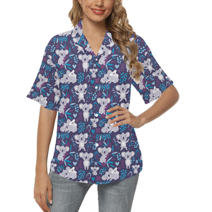 Koala Cute Themed Design Print Women's Hawaiian Shirt